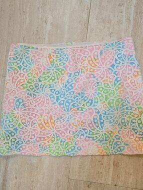 Lilly Pulitzer Pastel Lace Overlay Mini Skirt